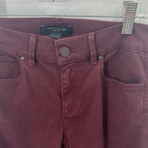 Ann Taylor Women's Wine Color Jeans Size 2 Petite - Picture 3 of 15